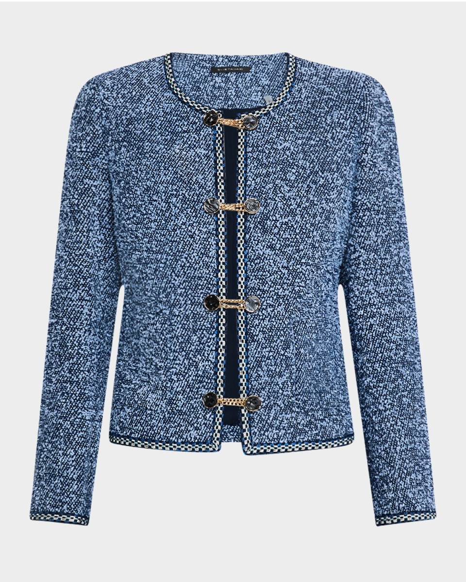The Dionne Chain-Button Tweed Jacket